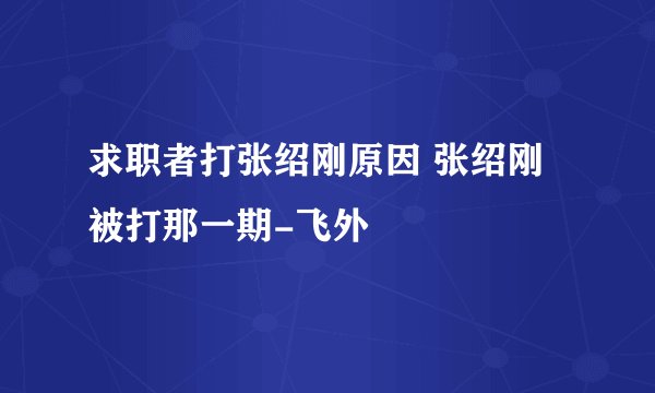 求职者打张绍刚原因 张绍刚被打那一期-飞外
