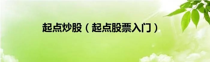 起点炒股（起点股票入门）