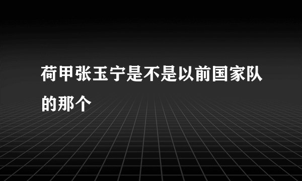 荷甲张玉宁是不是以前国家队的那个