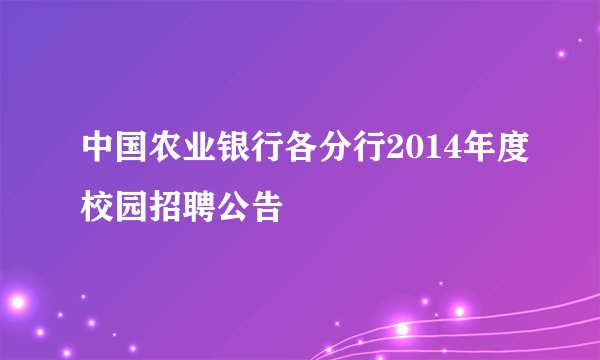 中国农业银行各分行2014年度校园招聘公告