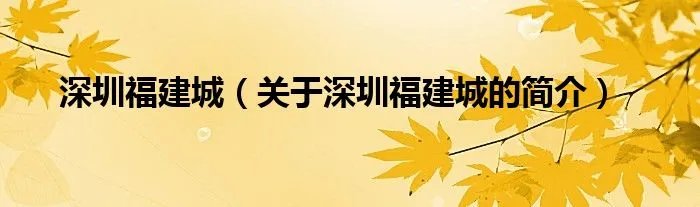 深圳福建城（关于深圳福建城的简介）