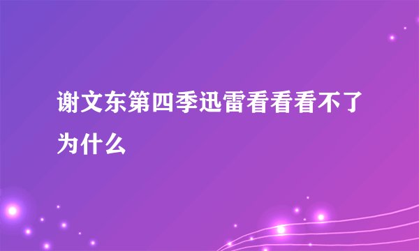 谢文东第四季迅雷看看看不了为什么