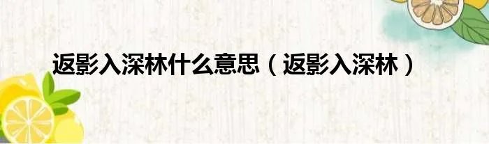 返影入深林什么意思(返影入深林)