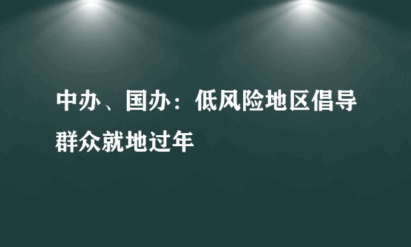 中办、国办：低风险地区倡导群众就地过年