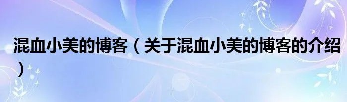 混血小美的博客（关于混血小美的博客的介绍）