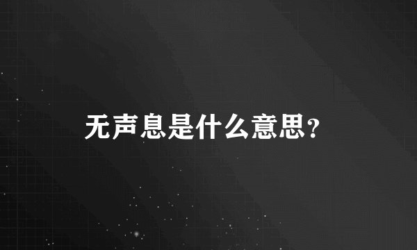 无声息是什么意思？