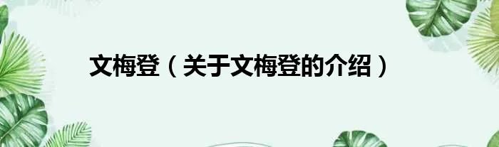 文梅登（关于文梅登的介绍）