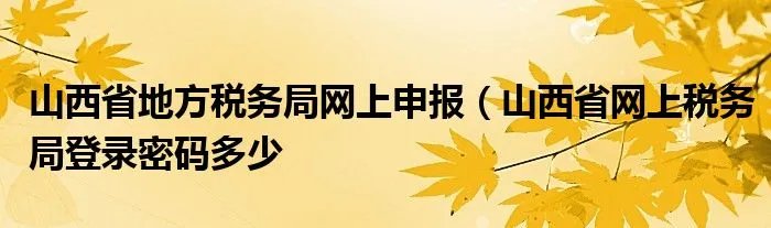 山西省地方税务局网上申报（山西省网上税务局登录密码多少
