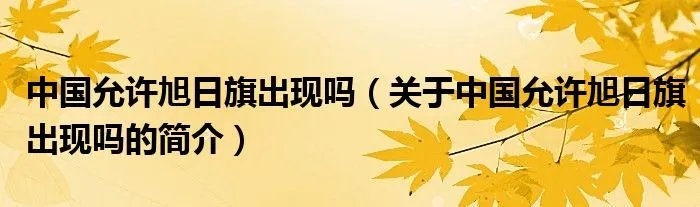 中国允许旭日旗出现吗(关于中国允许旭日旗出现吗的简介)