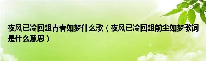 夜风已冷回想青春如梦什么歌（夜风已冷回想前尘如梦歌词是什么意思）