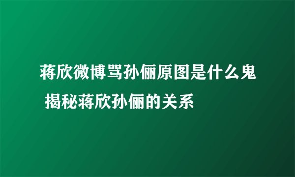 蒋欣微博骂孙俪原图是什么鬼 揭秘蒋欣孙俪的关系