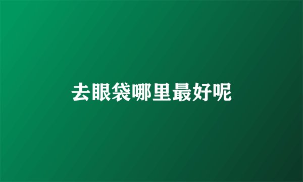 去眼袋哪里最好呢