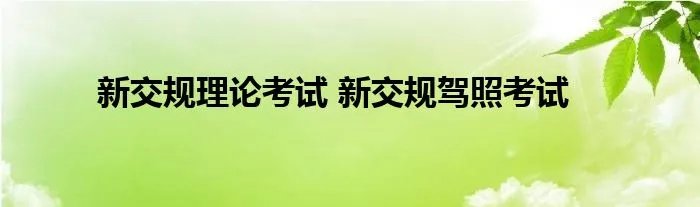 新交规理论考试 新交规驾照考试
