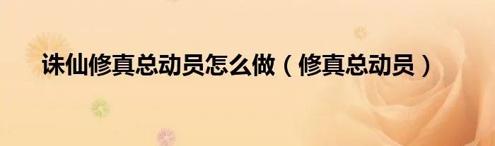 诛仙修真总动员怎么做（修真总动员）