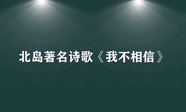 北岛著名诗歌《我不相信》