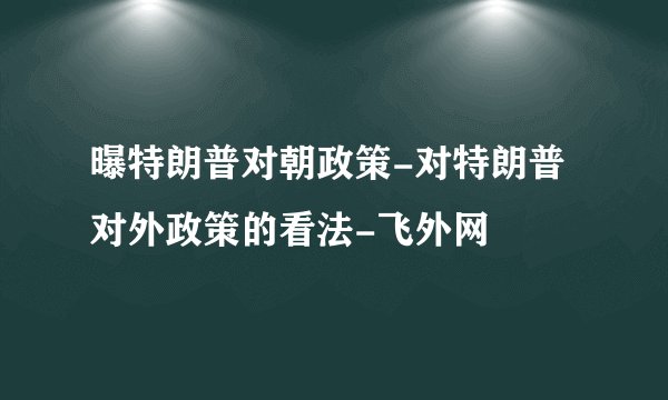 曝特朗普对朝政策-对特朗普对外政策的看法-飞外网