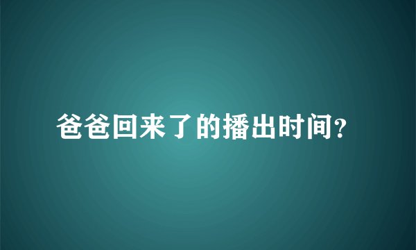 爸爸回来了的播出时间？
