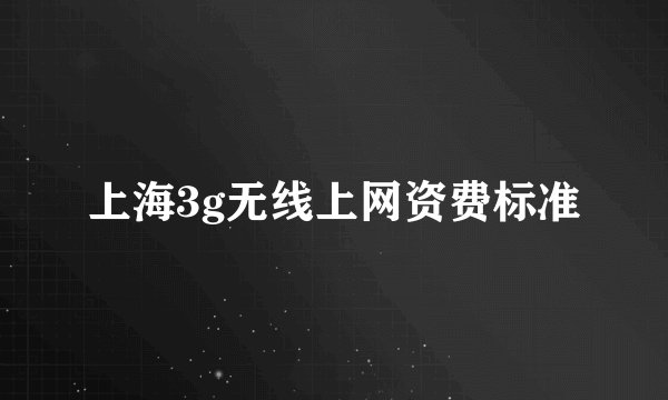 上海3g无线上网资费标准