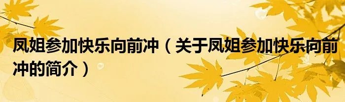 凤姐参加快乐向前冲（关于凤姐参加快乐向前冲的简介）