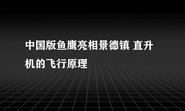中国版鱼鹰亮相景德镇 直升机的飞行原理