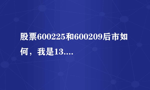 股票600225和600209后市如何,我是13.8买的,现在大跌我该怎么办呀?