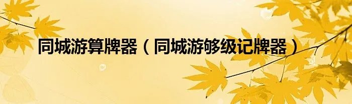 同城游算牌器（同城游够级记牌器）