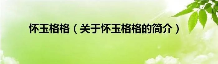 怀玉格格（关于怀玉格格的简介）