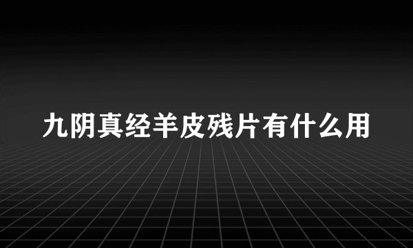 九阴真经羊皮残片有什么用