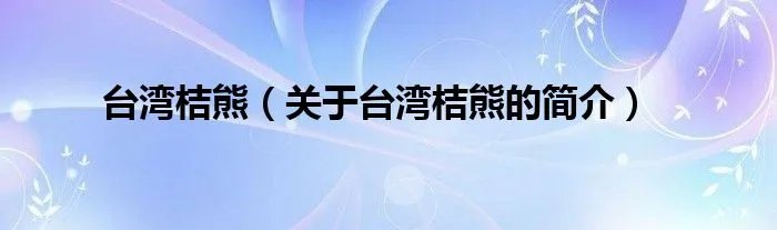台湾桔熊（关于台湾桔熊的简介）