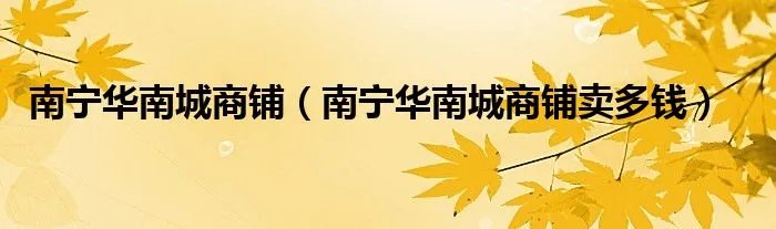 南宁华南城商铺（南宁华南城商铺卖多钱）