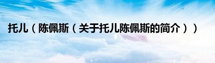 托儿（陈佩斯（关于托儿陈佩斯的简介））
