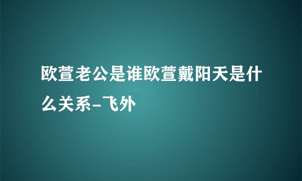 欧萱老公是谁欧萱戴阳天是什么关系-飞外
