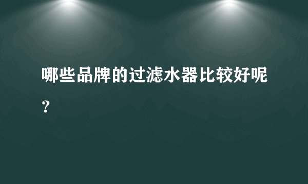 哪些品牌的过滤水器比较好呢？