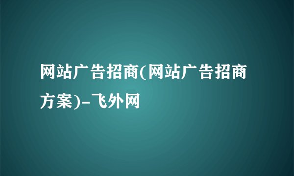 网站广告招商(网站广告招商方案)-飞外网