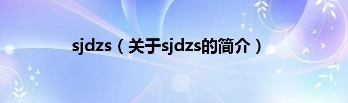 sjdzs（关于sjdzs的简介）