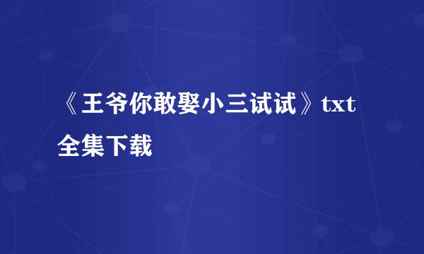 《王爷你敢娶小三试试》txt全集下载