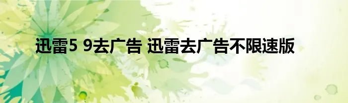 迅雷5 9去广告 迅雷去广告不限速版