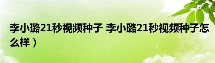 李小璐21秒视频种子 李小璐21秒视频种子怎么样）