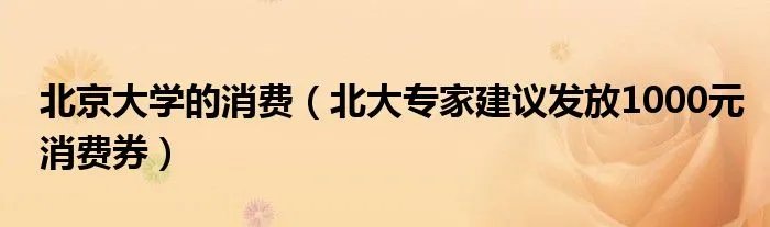北京大学的消费（北大专家建议发放1000元消费券）