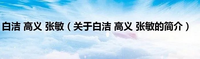 白洁 高义 张敏（关于白洁 高义 张敏的简介）