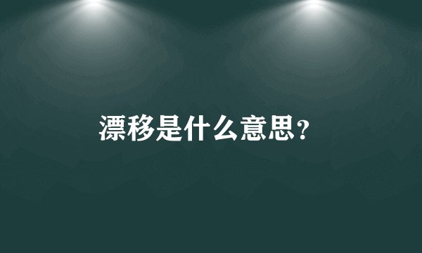 漂移是什么意思？