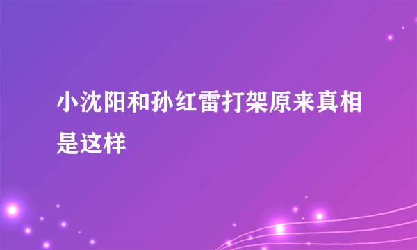 小沈阳和孙红雷打架原来真相是这样