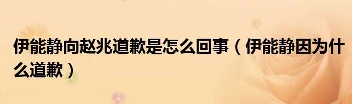伊能静向赵兆道歉是怎么回事（伊能静因为什么道歉）