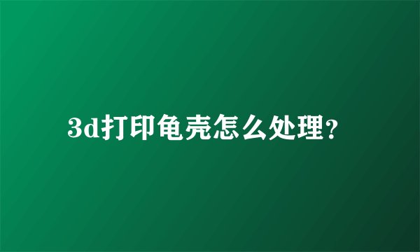 3d打印龟壳怎么处理？