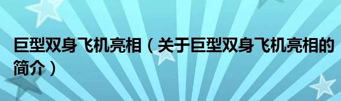 巨型双身飞机亮相（关于巨型双身飞机亮相的简介）