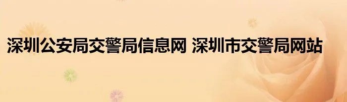 深圳公安局交警局信息网 深圳市交警局网站