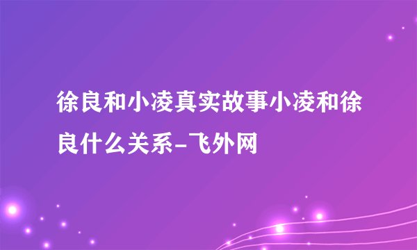 徐良和小凌真实故事小凌和徐良什么关系-飞外网
