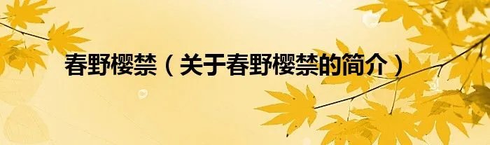 春野樱禁（关于春野樱禁的简介）