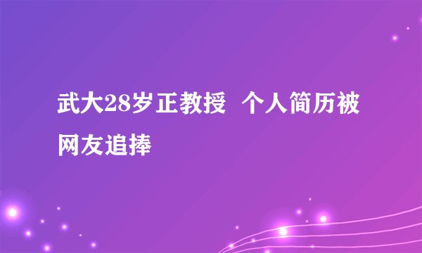 武大28岁正教授  个人简历被网友追捧