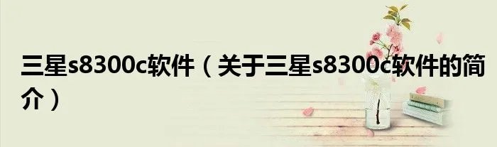 三星s8300c软件（关于三星s8300c软件的简介）